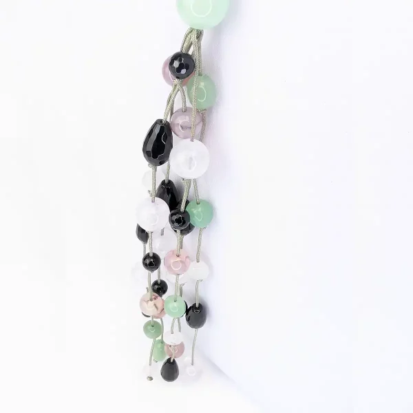 Aventurine, Onyx, and Lilac Agate Necklace