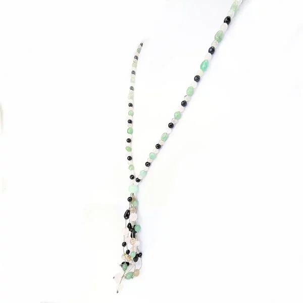 Aventurine, Onyx, and Lilac Agate Necklace