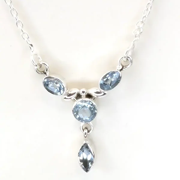 Blue Topaz Silver Necklace - Image 4