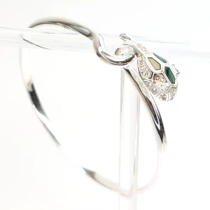 Alternative view of White Topaz and Malachite Silver Dragon Bangle