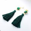 Silver and Howlite or Malachite Tassel Earrings