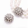 Silver and CZ Flower Clasp 3-Row