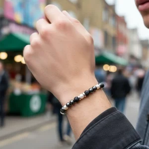 Men's Haematite, Pearl and Lava Rock Bracelet