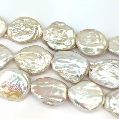 Flat Oval Baroque Coin Pearls