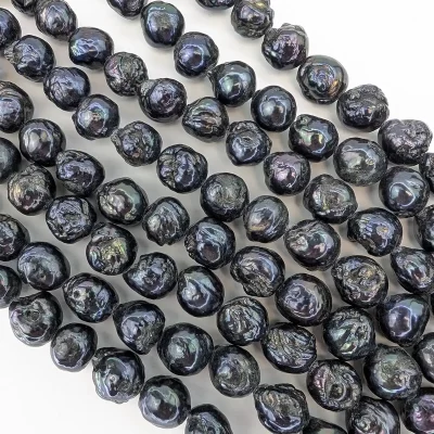 Black rasin-skin pearls 12mm