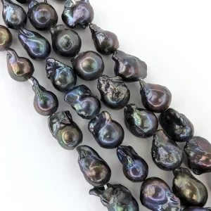 Baroque Round Peacock Black Pearls