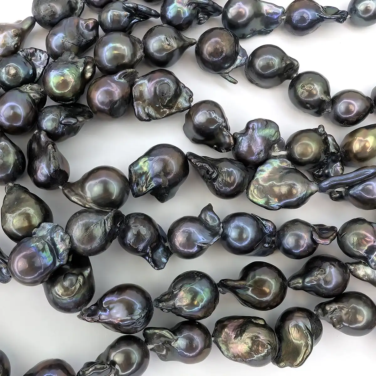Baroque Round Peacock Black Pearls - Image 4