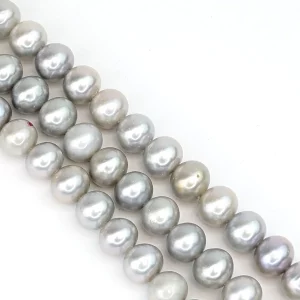 Silver Oval Freshwater Pearl String - 7mm