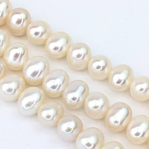Oval White Pearl String - 7mm Freshwater