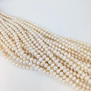 Oval White Pearl String - 7mm Freshwater