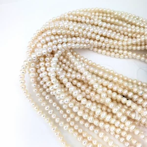 Oval White Pearl String - 7mm Freshwater