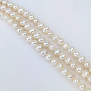 Oval White Pearl String - 7mm Freshwater