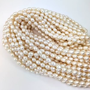 AA Rice Pearls - Freshwater white pearl string