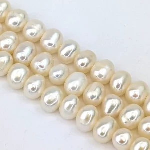 Oval Nugget Pearl String - White Freshwater A+ Grade