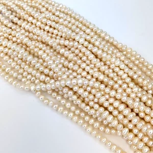 Oval Nugget Pearl String - White Freshwater A+ Grade