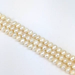 Oval Nugget Pearl String - White Freshwater A+ Grade