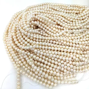 Freshwater Near Round Pearl String - White 6mm