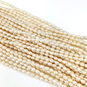 Freshwater Rice Pearl String - White 3mm