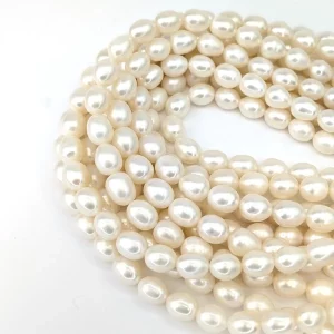 White Rice Pearl String 9mm