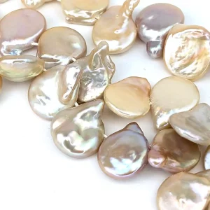 Pink Coin Pearls Side Drilled